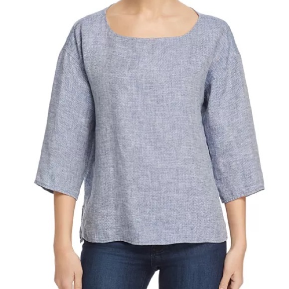 Eileen Fisher Tops - Eileen Fisher Organic Linen Boat-Neck Top Women’s Medium